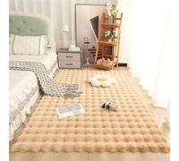 Soft Faux Fur Carpet | Plush Rabbit Fur Long Pile Rug for Living Room or Bedroom Cozy Bed Mat Indoor Decor 60x120cm Camel Color