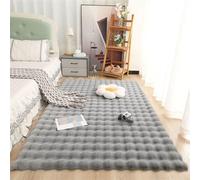 Soft Faux Fur Rug | Plush Rabbit Fur Short Pile Long-Haired Carpet for Living Room or Bedroom Bedside Mat Grey 60x120cm