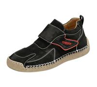 Soft Faux Leather Flats for Women Retro Hand Stitched Ankle Boots with Adjustable Strap Comfortable Slip on Sneakers Fashion Casual Dress Shoes Walking Driving Footwear (Black, 7.5)