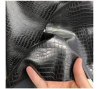 Soft Faux Leather Sheets Leatherette Vinyl Fabric, Crocodileskin Like Black Dressmaking Clothing PU Synthetic Leather Fabric by The Metre 100x140cm/39''x55''
