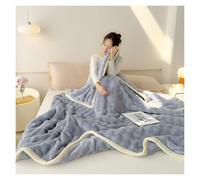 Soft Faux Rabbit Fur Throw Blanket,New Cozy Throw Blanket for Bed,Reversible Plush Thick Warm Bubble Throw for Sofa Chair Living Room(Blue-gray,100 * 150cm)