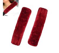 Soft Faux Sheepskin Seat Belt Shoulder Pad- 1 Pair Safety Seat Belt Strap Pad Cover- A Must Have for All Car Owners for a More Comfortable Driving(red)
