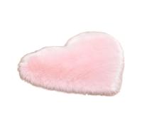 Soft Faux Wool Heart Shaped Rug, 90x90cm Plush Shaggy Area Mat, Cute Non-Slip Throw Carpet for Girls Room, Nursery, Bedroom Decor (Pink)