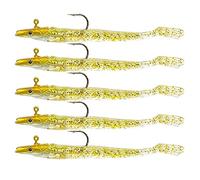 Soft Fishing Lures, 5Pack Soft Plastic Lures, Jig Head Soft Fishing Lures, Paddle Tail Swimbaits Lures, Jerk Bait Lures, Fishing Lures For Bass Trout Redfish Saltwater Freshwater (C)