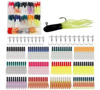 Soft Fishing Lures Jig Head Hooks Kit, Crappie Jigs Heads Curly Grub Lures Tube Bait Jigs Mixed Color Soft Plastic Worm Swimbaits Tube Jigs Tackle for Bass Trout Saltwater Freshwater Fishing,140pcs
