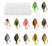 Soft Fishing Lures Kit - 12 Pcs Big Silicone Lures Pre-Rigged Jig Head Premium Artificial Sea Bait for Fishing Baits Tackle Freshwater Trout Bass Salmon Spinner Baits Plastic Artificial baits With Box