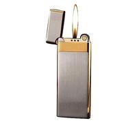 Soft Flame Cigar Lighter,Refillable Butane Lighter Wheel Flint Ignition Portable Slim Lighter Adjustable Flame,Birthday Gifts for Men Dad Husband(Without Gas) (Color : Gold)