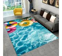 Soft Flannel Beach Ocean Area Rug, Non-Slip Nautical Coastal Print Carpet, Plush Starfish Seashell Floor Mat for Living Room Bedroom Bathroom, Washable Indoor Home Decor Rug, 50x80 cm, Color 2
