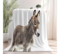 Soft Flannel blanket 100×130 cm, Close-Up Donkey Portrait Animals Printed Plush Cozy Flannel Lightweight Throw White Blanket for Bed Couch Chair Sofa Suitable for All Season