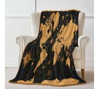 Soft Flannel blanket 100×130 cm, Retro Stars World Map Printed Plush Cozy Flannel Lightweight Throw Brown Blanket for Bed Couch Chair Sofa Suitable for All Season