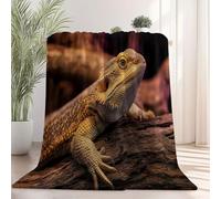 Soft Flannel blanket 220×240 cm, Close-Up Texture Lizard Animal Printed Plush Cozy Flannel Lightweight Throw Black Blanket for Bed Couch Chair Sofa Suitable for All Season