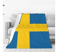 Soft Flannel Blanket Swedish Flag Printed Travel Blanket Suitable for Bedrooms Living Rooms Camping 80"x60"