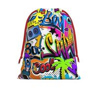 Soft Flannel Colorful Spray Pattern Print Drawstring Bags - Home Organization Pouches for Small Items Storage S