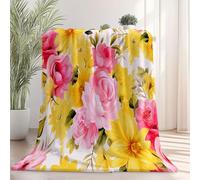 Soft Flannel Fleece Throw Blanket 127 x 152 cm - Watercolor Realistic Painting Illustration Cosy Anti-Pilling Printed Blankets for Bedroom Adults Kids Travel All-Season, Rose Pink