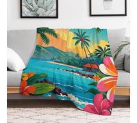 Soft Flannel Fleece Throw Blanket 40x50, Anti-Pilling Cozy Hello Hawaii Bedtime Blankets, Fuzzy Plush Lightweight Throws Wrap Topper for Sofa Bed Pet Home, Travel Camping Couch Companion