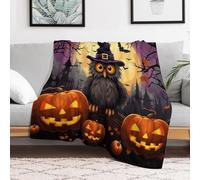 Soft Flannel Fleece Throw Blanket 50x60, Anti-Pilling Cozy Halloween Owl Ghost Pumpkin Bedtime Blankets, Fuzzy Plush Lightweight Throws Wrap Topper for Sofa Bed Pet Home, Travel Camping C