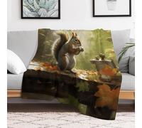 Soft Flannel Fleece Throw Blanket 60x80, Anti-Pilling Cozy Squirrel Eats Nuts Bedtime Blankets, Fuzzy Plush Lightweight Throws Wrap Topper for Sofa Bed Pet Home, Travel Camping Couch Comp