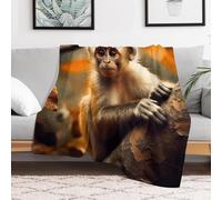 Soft Flannel Fleece Throw Blanket 60x80 Decorative Monkey on Tree Bedtime Blanket for Bed Couch Sofa Comfort Personalized Travel Throw Blanket Camping Picnic Companion