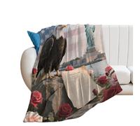 Soft Flannel Fleece Throw Blanket, Lightweight & Cozy - All Season Decorative Blankets American Eagle Patriotic USA Blanket for Couch, Bed, Car, Travel, Office Nap