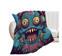 Soft Flannel Fleece Throw Blanket, Lightweight & Cozy - All Season Decorative Blankets Love Music Monster Blanket for Couch, Bed, Car, Travel, Office Nap
