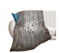 Soft Flannel Fleece Throw Blanket, Lightweight & Cozy - All Season Decorative Blankets Music Note Wall Blanket for Couch, Bed, Car, Travel, Office Nap