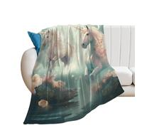 Soft Flannel Fleece Throw Blanket, Lightweight & Cozy - All Season Decorative Blankets Two Horses are Flying Blanket for Couch, Bed, Car, Travel, Office Nap