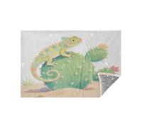 Soft Flannel Lightweight Travel Blanket Chameleon Cactus Floral Glow in The Dark Stars Blanket Pillow 65x55In