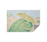 Soft Flannel Lightweight Travel Blanket Chameleon Cactus Green Glow in The Dark Stars Blanket Pillow 65x55In