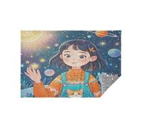 Soft Flannel Lightweight Travel Blanket Galactic Figure Starry Glow in The Dark Stars Blanket Pillow 65x55In