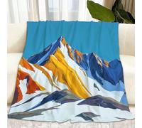 Soft Flannel Small Single Throw Blanket - Cosy Lightweight Mountain Peak Modern Fleece Blanket for Adults Kids, Geometric Landscape Washable Throws for Home Office Room Bed Sofa Chair, 51 × 59 inch