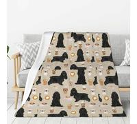 Soft Flannel Throw Blanket Lightweight Plush Fuzzy Bed Blanket Throw Blanket Bedding Throw Blanket Black Cocker Spaniel Dog With Coffee Sand,as shown,80inx60in