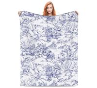 Soft Flannel Throw,Blue White Flowers Ships Birds, Autumnal Floral Ghost Blanket,Horror Halloween Valentine'S Day Gift For Bed, Couch, Living Room, Bedroom 80"X60"