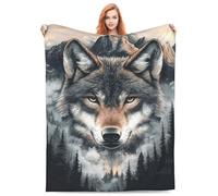 Soft Flannel Throw,Wolf Howling At Snowy Mountain Forest, Autumnal Floral Ghost Blanket,Horror Halloween Valentine'S Day Gift For Bed, Couch, Living Room, Bedroom 60"X50"