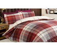 Rapport Home Lomond Check Duvet Cover Set | Premium 100% Brushed Cotton Flannelette Bedding - Ultra Soft, Cosy Warm & Easy Care Superking Blue Plaid Design for Winter Comfort