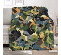 Soft Fleece Blanket for Sofa Settees Armchairs Throws Small Single 100x130cm, Abstract Camouflage Creative Image Fluffy Warm Blankets for Couch and Bed, Military Green Versatile Blanket for Kids