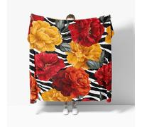 Soft Fleece Blanket for Sofa Settees Super King 180x220cm, Colorful Florals Fluffy Warm Blankets for Bed or Couch Throw, Black And White Zebra Pattern Lightweight Versatile Blanket for Adults Kids