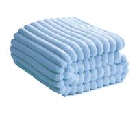 Soft Fleece Blanket Throws - Fluffy Warm Double King Luxury Osum Ribbed Throw for Bedroom, Sofa Couch, Night Bed Blankets (Denim Blue, Double (150x200 cm))