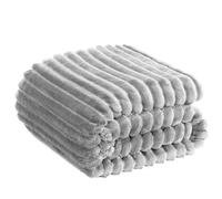 Soft Fleece Blanket Throws - Fluffy Warm Double King Luxury Osum Ribbed Throw for Bedroom, Sofa Couch, Night Bed Blankets (Grey, King (200x240 cm))
