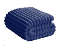 Soft Fleece Blanket Throws - Fluffy Warm Double King Luxury Osum Ribbed Throw for Bedroom, Sofa Couch, Night Bed Blankets (Navy, King (200x240 cm))