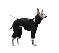 Soft Fleece Italian Greyhound Clothes Onesie Turtleneck Warm Whippet Dog Jumper Pyjamas Four-Legged Pet Jumpsuit for Afghan Hound(Nero,M)