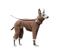 Soft Fleece Italian Greyhound Clothes Onesie Turtleneck Warm Whippet Dog Jumper Pyjamas Four-Legged Pet Jumpsuit for Afghan Hound(Brown,2XL)