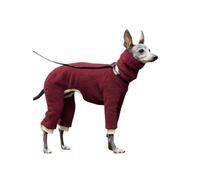 Soft Fleece Italian Greyhound Clothes Onesie Turtleneck Warm Whippet Dog Jumper Pyjamas Four-Legged Pet Jumpsuit for Afghan Hound(Burgundy,X-Large)