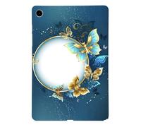 Soft Flexible Black Tablet Case for Samsung Galaxy Tab S9+ TPU Skin Bumper Back Cover Shell Featuring a Butterfly and Blue Garden Motif Shockproof Protective Shell for Samsung Galaxy Tab S9+