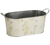 Soft Floral Painted Oblong Pail, Rust-Resistant Garden Bucket, Outdoor Grow Bucket, Luxe Potting Container Premier Housewares Cream One Size