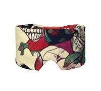 Soft Floral Skulls Print Eyes Cover with Adjustable Strap for Sleeper Night Sleeping Work Nap and Yoga