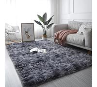 Soft Fluffy Bedroom Rugs Tie-Dye Modern Indoor Shaggy Plush Area Rug for Kids Room Living Room Home Decor Non-Slip Non-Shedding Floor Carpet,Black,200 x 300cm