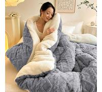 Soft Fluffy Lamb Fleece Quilt, Thickened Double Comforter Winter Coverless Duvet, for Extreme Cold, Double Sided Fluffy Fleece Blanket for Cozy Nights,006,150 * 200cm/2kg