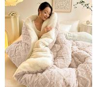 Soft Fluffy Lamb Fleece Quilt, Thickened Double Comforter Winter Coverless Duvet, for Extreme Cold, Double Sided Fluffy Fleece Blanket for Cozy Nights,003,150 * 200cm/2kg