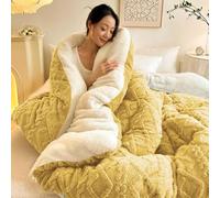 Soft Fluffy Lamb Fleece Quilt, Thickened Double Comforter Winter Coverless Duvet, for Extreme Cold, Double Sided Fluffy Fleece Blanket for Cozy Nights,002,150 * 200cm/2kg