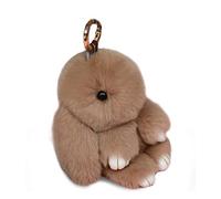 Soft Fluffy Rabbit Keychain Cute Plush Bunny Key Rings Plush Bunny Key Rings Faux Fur Keyring Pompom Keychain Decoration (khaki(18cm))